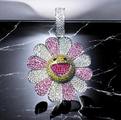 Rainbow Iced Out Flower - Moissanite